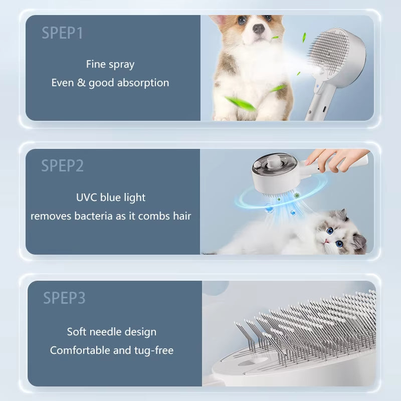 Transform Your Pet Grooming Routine with Our 3 In 1 Electric Pet Steam Grooming Brush